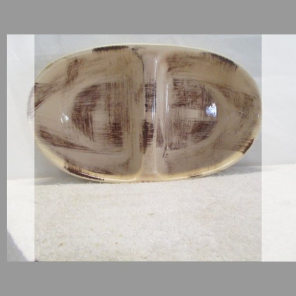 Vintage 11" Vernon Kilns Vernon Ware Barkwood Oval Divided Vegetable Bowl - Picture 7 of 7